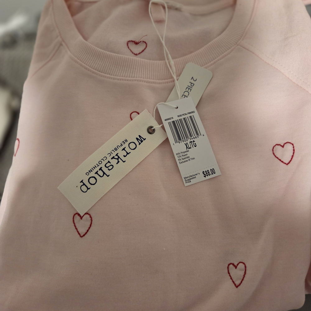 Pink Heart Embroidered Sweatshirt